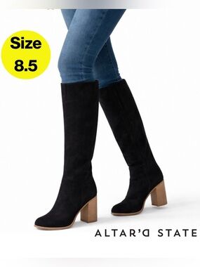 ALTAR’D STATE 🖤 Black Knee-High Suede Heeled Boots (Women’s Size 8.5)